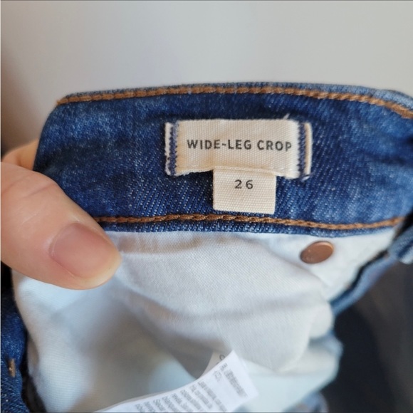 Madewell Wide-Leg Crop Frayed Hem Distressed Medium Wash High Waist Jeans 26 - Picture 3 of 4